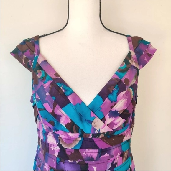 Adriana Papell Multicolored Cocktail Dress 14 Petite - Picture 5 of 8